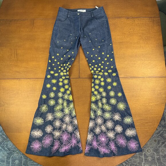 Vintage Dior SS 2002 'Firework' Flared Denim Trouser Pants (US 2) - Picture 2 of 16
